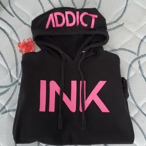 INK Addict Black and Pink Hoodie Sweatshirt